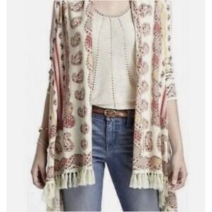 Anthropologie Guinevere Boho Paisley Cashmere Blend Cardigan Duster Size Small